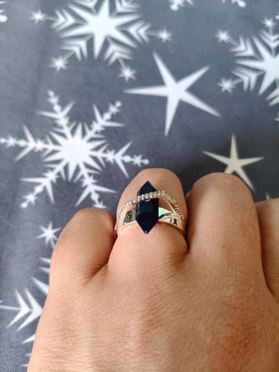 Anel Prateado com Pedra Cristal Azul – photo 3